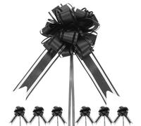 M METERXITY 20 Pcs Grand Nœud à Tirer, 8 Pouce 20cm Plastique Fleur Ruban Nœuds à Tirer en Ruban pour Emballage Cadeau, Nœuds à Tirer en Satin [Noir Noeud Cadeau]