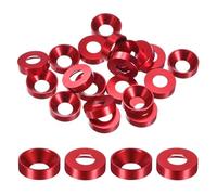 M METERXITY 20-Pcs Rondelles À Frapper M8, Diamètre Du Trou 0.31"/8mm En Alliage D'Aluminium Rondelle De Finition Pour Tête De Vis Pour Pièces Industrielles [Rouge]