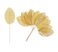 M METERXITY 200-Paquets Feuille Artificielle en Soie, Feuilles Simples en Fil Faux, Feuille de Fleur Fausse avec Tige pour Bouquet/Couronnes/Mariage/Guirlande/Décorations de Fête [Or]