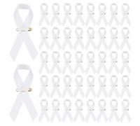 M METERXITY 200-Paquets Rubans Blancs de Sensibilisation, Ruban en Satin avec Épingles de Sécurité pour Événements Publics/Décoration de Vêtements, Broche de Sensibilisation Espoir Foi