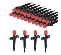 M METERXITY 24-Pack Goutteurs D'Irrigation Larme À Larme, 5"/13mm Goutteurs avec Piquet Réglable 360 Degrés Débit d'eau 8 Trous pour 1/4" Tuyau D'Irrigation Larme À Larme [Rouge, Larme]