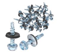 M METERXITY 25-Pack Vis Auto-Foreuses Avec Joint En Caoutchouc ST4.8 x 25mm En Acier Carbone Zingué À Tête Hexagonale Vis Auto-Taraudeuses Pour Toiture Métallique/Panneaux De Bardage