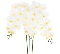 M METERXITY 3-Pack Artificial Orchid Flowers 9 Large Petals 37 inch Faux Phalaenopsis Silk Bouquets Real Touch White Fake Orchids pour Home/Wedding/Christmas/Party/Garden Office