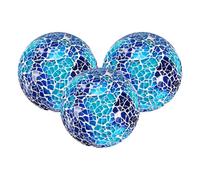 M METERXITY 3-Pack Decorative Ball pour Bowls, 2.4 Inch Mosaic Glass Balls Decorative Glass Orbs pour Home Decor/Dining Tables/Wedding Party/Coffee Table/Centerpiece Decor [Blue White]