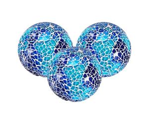 M METERXITY 3-Pack Decorative Ball pour Bowls, 2.4 Inch Mosaic Glass Balls Decorative Glass Orbs pour Home Decor/Dining Tables/Wedding Party/Coffee Table/Centerpiece Decor [Blue White]