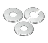 M METERXITY 3-Pack Flasque Fendu Murale, Plaque Rond ABS Auto-Adhésive Couvre-Orifice Pour Accessoires Tuyau 32mm/1.26 in Dia Plomberie Plafond/Sol [Argent,6.5mm/0.26in H]