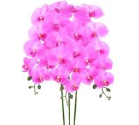 M METERXITY 3-Pack Fleurs D'Orchidées Artificielles 9 Grands Pétales 37 Pouces Faux Soie Toucher Réel Lilas Fausses Orchidées pour Home/Wedding/Christmas/Party/Garden Office