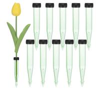 M METERXITY 30 Pcs Tubes d'eau Florale, 4 Pouce/ 10cm Tubes Floraux en Plastique avec Bouchons en Caoutchouc pour Compositions Florales, Tubes à Eau de Fleurs Fraîches [Vert Transparent]