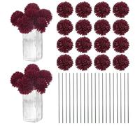 M METERXITY 30Pcs Boules Artificielles De Chrysanthèmes, 11 Pouces Faux Bouquets De Soie Chrysanthèmes Real Touch Faux Fleurs pour Maison/Mariage/Noël/Fête [Rouge Bordeaux]