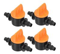 M METERXITY 4 Lot Micro Bille Vanne - 1/4-Pouce ID In-Ligne Bille Vanne Éteindre Interrupteur Appliquer pour goute Irrigation et Aquariums (1/4 Pouce, Noir Jaune)