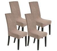 M METERXITY 4-Pack Housse De Chaise Impermeable, Housses De Chaise Jacquard Etirable Protège-Chaise Amovible Lavable pour Maison/Hôtel/Restaurant [Marron Clair]