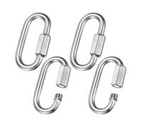 M METERXITY 4-Pack Maillon Rapide De Chaine, M8 5/16" Acier Inoxydable 316 Maillon Balancoire/Camping/Randonnee/Sac A Dos, Anneau De Cle A Vis Maillon De Chaine [Argent]