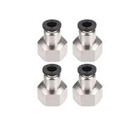 M METERXITY 4 Paquet BSPT 3/8 Femelle Pousser verrouilleront Raccord - Droit Union Adaptateur, Poussez sur Connectez les raccords, Appliquez sur Système pneumatique (6 mm, Argent)