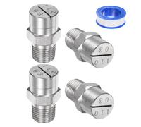 M METERXITY 4 pcs Buse de Pulvérisation à Jet Plat - 110 Degré 1/8BSPT Mâle Buses de Nettoyeur Haute Pression Remplacement, Acier Inoxydable avec Ruban d'Étanchéité (1.1mm Orifice)