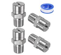 M METERXITY 4 pcs Buse de Pulvérisation à Jet Plat, 45 Degré 1/8BSPT Mâle Acier Inoxydable Buses de Nettoyeur Haute Pression Remplacement avec Ruban d'Étanchéité (2mm Orifice)