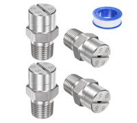 M METERXITY 4 pcs Buse de Pulvérisation à Jet Plat - 65 Degré 1/8BSPT Mâle Buses de Nettoyeur Haute Pression Remplacement, Acier Inoxydable avec Ruban d'Étanchéité (1.4mm Orifice)