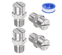 M METERXITY 4 pcs Buse de Pulvérisation à Jet Plat - 65 Degré 1/8BSPT Mâle Buses de Nettoyeur Haute Pression Remplacement, Acier Inoxydable avec Ruban d'Étanchéité (1.1mm Orifice)