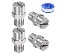 M METERXITY 4 pcs Buse de Pulvérisation à Jet Plat - 80 Degré 1/8BSPT Mâle Buses de Nettoyeur Haute Pression Remplacement, Acier Inoxydable avec Ruban d'Étanchéité (1.4mm Orifice)