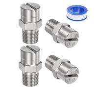 M METERXITY 4 pcs Buse de Pulvérisation à Jet Plat - 80 Degré 1/8BSPT Mâle Buses de Nettoyeur Haute Pression Remplacement, Acier Inoxydable avec Ruban d'Étanchéité (2mm Orifice)