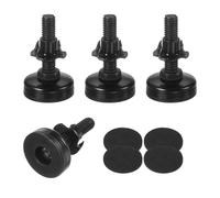M METERXITY 4 Pcs Pieds de Meubles, 3/8"-16 Filetage avec Kit d'Écrous en T Niveleurs de Pieds de Meubles Réglables, Supports de Pieds de Mise à Niveau Réglables 1320LBS pour Tables [Noir]