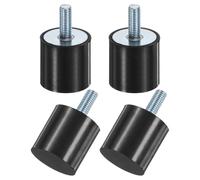 M METERXITY 4-Pcs Supports En Caoutchouc D40mmxH40mm Mâle Isolateurs De Vibration Cylindriques Amortisseurs De Choc Avec Tiges Filetées M10 x 25mm Pour Compresseur D'Air