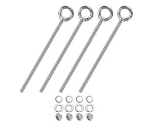 M METERXITY 4-Sets Boulons A Oeil En Acier Inoxydable M8x200mm Avec Epaulement Pour Levage Avec Ecrous Rondelles Filetage Male Anneau A Oeil Avec Epaulement Longueur 7.87 Pouce
