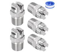 M METERXITY 5-Pack Buse À Jet Plat En Éventail, 110 Degrés 1/4BSPT Mâle Buses De Nettoyage En Acier Inoxydable Karcher Remplacement De Buse Ruban D'Étanchéité Pistolets À Eau (Orifice 2mm)