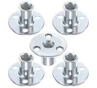 M METERXITY 5-Pack Écrous En T M12x25mm En Acier Au Carbone Zingué Écrou À Sertir À Base Ronde 3 Trous Écrous À Souder À Trou parant Quincaillerie Pour Meubles Insert À Bride Filetage Argenté
