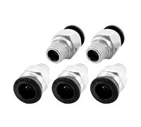 M METERXITY 5 Paquet 1/8BSP Mâle Insertion Raccord Rapide Raccord - Droit Union Adaptateur, Pousser pour Connecter Raccords, Appliquer à Air Pneumatique Système (8 mm, Argent)