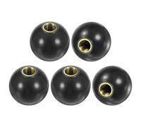 M METERXITY 5 Pcs de Boutons à Billes Filetés, M12 Filetage Femelle 40mm Diamètre Bouton à Bille Thermodurcissable, Poignée à Levier Ronde avec Insert en Laiton Phénolique [Noir]