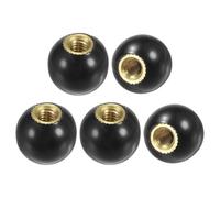M METERXITY 5 Pcs de Boutons à Billes Filetés, M4 Filetage Femelle 12mm Diamètre Bouton à Bille Thermodurcissable, Poignée à Levier Ronde avec Insert en Laiton Phénolique [Noir]