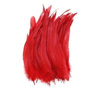 M METERXITY 50-Pack Plumes Naturelles De Queue De Coq, 10-12 Pouces / 25-30cm De Longueur pour Artisanat/Mariage/Attrape-Reves/Decorations DIY [Rouge]
