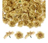 M METERXITY 50-Pack Têtes De Roses Artificielles Têtes De Roses en Soie Fausses pour Wedding/Bouquet/Mur De Fleurs/DIY Crafts/Décoration De Fête Fausses Têtes De Fleurs Boutons [Gold]