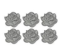 M METERXITY 6-Pack Gray Rose Embroidered Patch 7.3cm Adhesive Fabric Embroidered Sew On Flower Appliques Patches Pour DIY Crafts/Clothing Repairing/Shoes/Bag/Hat
