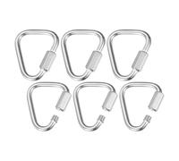 M METERXITY 6-Pack Maillon Rapide, M6 1/4" Acier Inoxydable 304 Maillon de Réparation Triangulaire à Verrouillage pour Balançoire/Camping/Sac à Dos, Anneau à Vis avec Clé de Serrage [Argent]