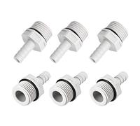 M METERXITY 6 Paquet Raccord Tuyau Eau Frigo - PVC Tuyau Connecteur pour Transport Eau, Air, Appliquer à Machines, Industrie (0.31" Barbillon x 1/2" G Mâle Fil, Gris)