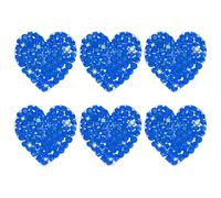 M METERXITY 6-Pcs Patchs Cœur Strass À Repasser 2.5cm Bleu Appliques Adhésifs Paillettes Strass Patchs Cœur Pour DIY Réparation Vêtements/Chaussures/Sac/Chapeau