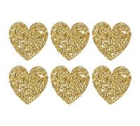 M METERXITY 6-Pcs Patchs Cœur Strass À Repasser 5.5cm Appliques Adhésives Or Paillettes Strass Patchs Cœur Pour DIY Réparation Vêtements/Chaussures/Sac/Chapeau