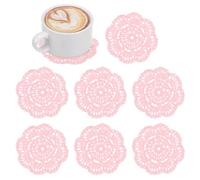 M METERXITY 8-Pack Handmade Crochet Coasters, 4Inch/10cm Round Cotton Placemats pour Table/Cup/Bowl/Vase/Tea Trays/Home Decoration, Lace Doilies Place Mats [Light Pink]