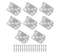 M METERXITY 8-Pack Paumelles De Porte, 3/4in (18mm) Paumelles Pliees Miniatures En Fer Electrolyse Pour Boite En Bois/Boite A Bijoux/Armoire [Ton Argenté]