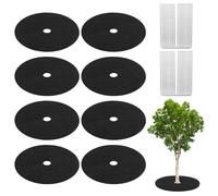 M METERXITY 8-Pcs Anneau de Paillis d'arbre en Non-Tissé, 20,5 Pouces Protecteur d'arbre Réutilisable avec 20 Piquets de Jardin pour Le Contrôle du Paysage Protection [Noir]