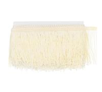 M METERXITY Bordure à franges en polyester tressé pour loisirs créatifs, robe latine, décoration d'abat-jour, robe de mariée, couture, fil de frange de vêtements (beige) 4,6 m x 10,2 cm