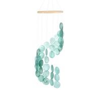 M METERXITY Carillon Éolien En Coquillage Et Verre De Mer Pour L'Extérieur/Patio, Carillon Éolien Artisanal [Aigue-Marine], Taille 17 X 52cm