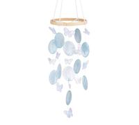 M METERXITY Carillon Éolien en Coquillage pour l'Extérieur, Carillon Éolien en Coquillage Papillon Mer Verre Coquillage Carillon Éolien pour l'Extérieur, Carillon Éolien Artisanal [Bleu]