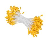M METERXITY Kit de 150 Étamines de Fleurs Artificielles, 3mm Mini Double Heads Flower Stamens Pistil, Étamines pour la Fabrication de Fleurs/Artisanat DIY Couronnes [Orange Jaune]