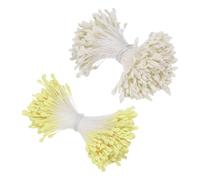 M METERXITY Kit de 680 Pistils de Fleurs Artificielles, 3mm Mini Double Heads Flower Stamens Pistil, Stamens pour la Fabrication de Fleurs/Artisanat DIY Couronnes [Jaune Crème]