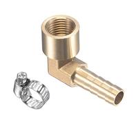 M METERXITY Laiton Tuyau Barbillon Raccords - 90 Degré Coude 8mm Laiton Tuyau Connecteur avec Tuyaux Colliers Appliquez à Eau (G1/4 Femelle Filetage)