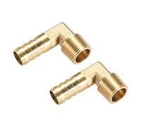 M METERXITY Laiton Tuyau Barbillon Raccords - 90 Degré Coude Laiton 12mm Barbelé Réducteur Appliquer à Eau Carburant (3/8 PT Mâle Tuyau)