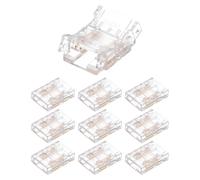 M METERXITY Lot de 10 connecteurs de bande LED à 4 broches de 10 mm, connecteurs sans soudure pour bandes lumineuses LED de couleur unique COB 2835 3528 [transparent]