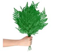 M METERXITY Lot de 10 Fougères Séchées Naturelles de 15 Pouces avec Tiges pour Guirlande de Mariage, Bouquet de Maison/Fête/DIY, Décorations Artisanales, Plantes Séchées [Vert Foncé]